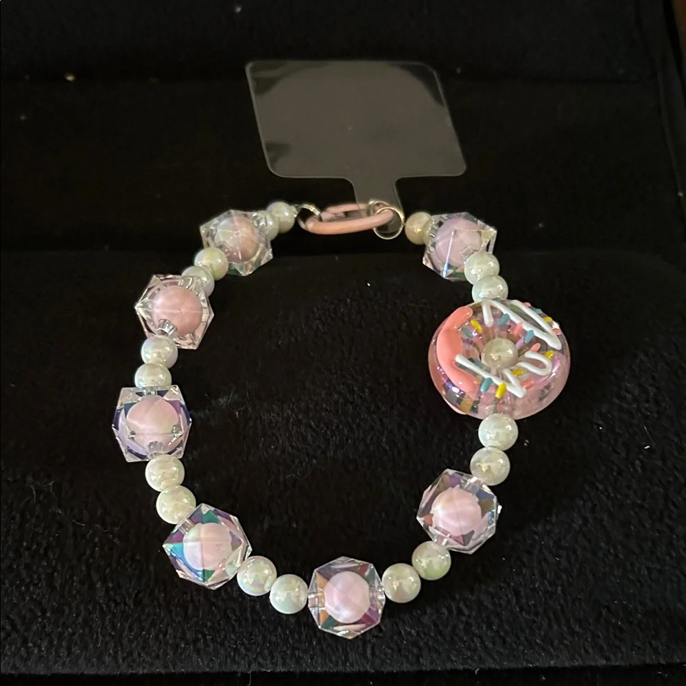 Elegant Pink and White phone charm